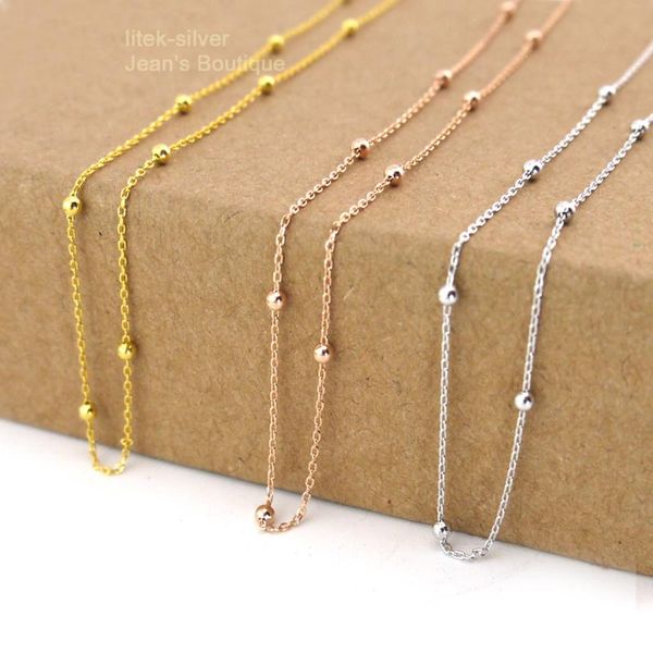 

925 sterling silver tiny bead choker chain necklace for women a2517, Golden;silver