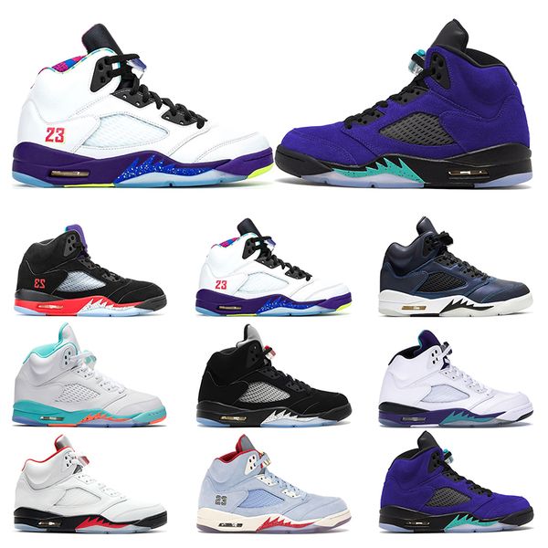 

new mens trainers basketball shoes 5s alternate grape fire red 3 light aqua black metallic silver sports sneakers fashion outdoor