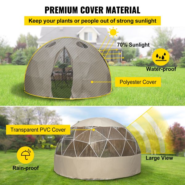 

vevor bubble tent garden igloo polyester 12ft pvc/mesh/fabric canopy walk on the terrace dome outdoor sunbubble backyard bubble
