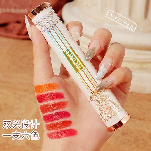 

agag lipsticks 2 in 1 with 6color in 2 matte lips long-lasting waterproof cosmetic makeup lipsticks