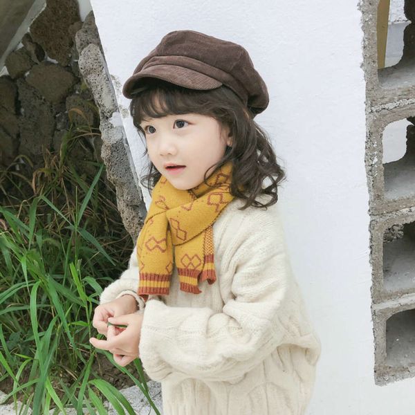 

new autumn children's knitted scarf and in winter of 2019 4fwg, Red;brown