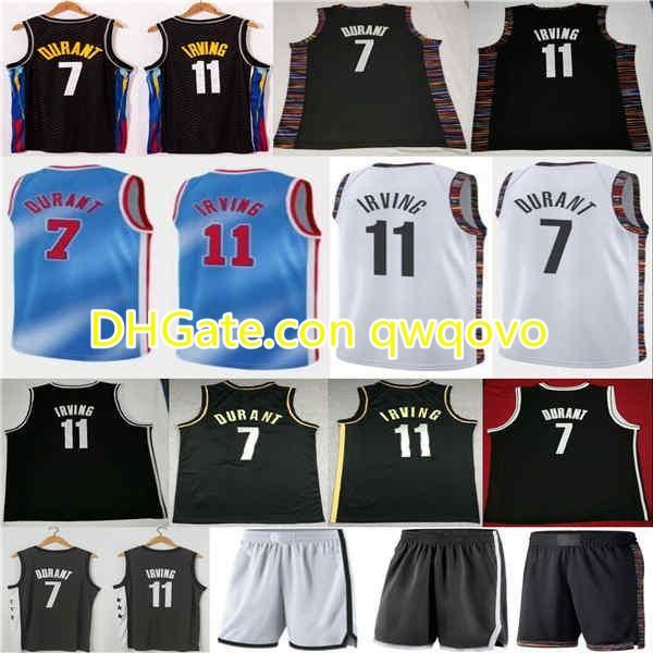 

new kevin kyrie 7 durant mens jersey 11 irving city basketball jersey basketball shorts black white blue, Black;red