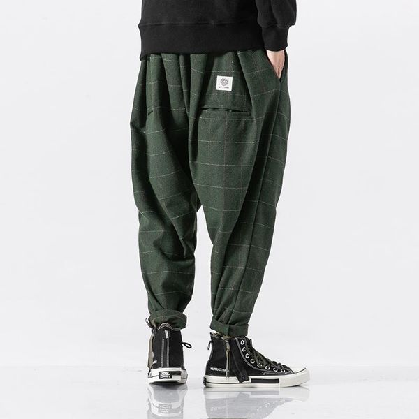 

men's pants plaid men's jogging sweatpants winter men harem casual big size harajuku woman cargo streetwear drop1, Black