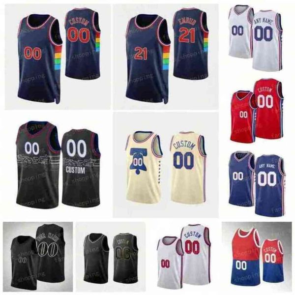 

custom printed 75th basketball jerseys 21 joel 25 ben embiid simmons 14 danny 1 andre green drummond 31 seth curry 0 tyrese maxey 11 jaden s, Black;red