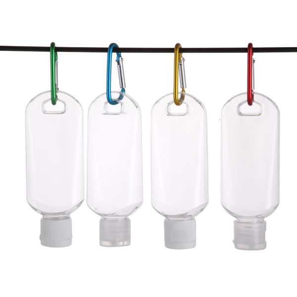 

50ml empty alcohol refillable with key ring hook clear transparent plastic hand sanitizer for travel bottle dhl or ups