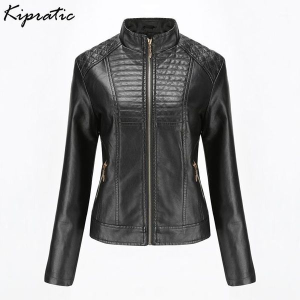 

women's leather & faux pu women's jacket women casual spring autumn female coat motorcycle outwear streetwear1, Black