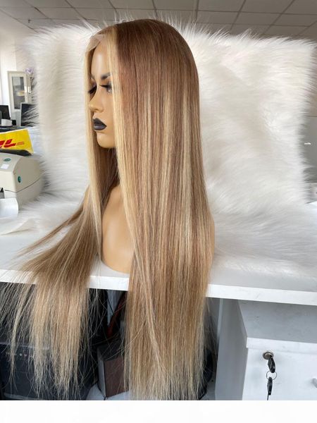 

queenking hair 13x6 lace front european remy human hair lace wig 150% density cami color t7 7 24 ombre color wigs for women, Black;brown