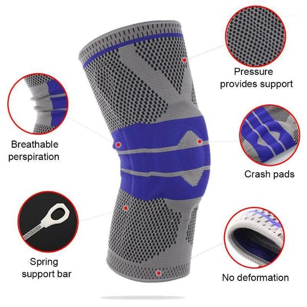 

elbow & knee pads sports protective gear silicone spring fixed knitted running fitness basketball climbing unisex1, Black;gray