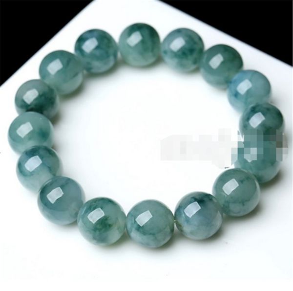 

10mm 100% natural a grade green jade jadeite round gemstone beads bracelet new 7.5, Black