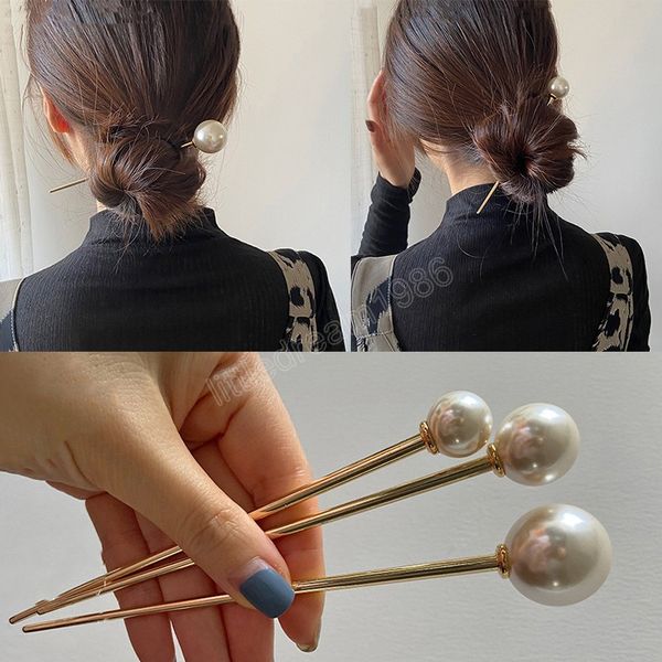 

fashion simulated pearl hairpins hair sticks for women metal barrette clip wedding bridal tiara hair accessories jewelry gifts, Golden;silver
