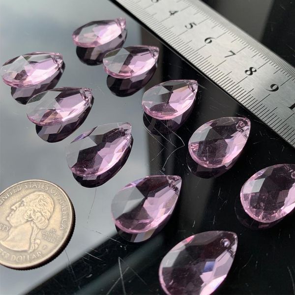 

10pc pink teardrop glass crystal 20mm chandelier part lamp prism suncatcher diy pendant eye tear faceted h wmtslt