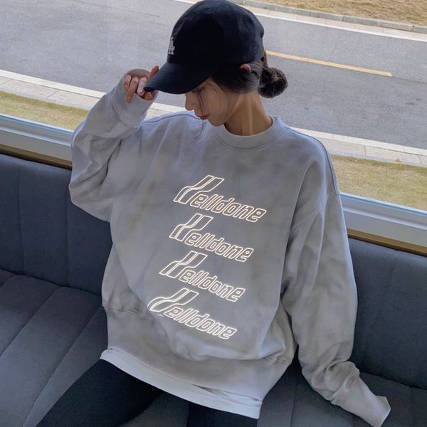

we11 done reflective hoodies man women hip hop reflects light sweatwear high street well sweatshirts for slae, Black
