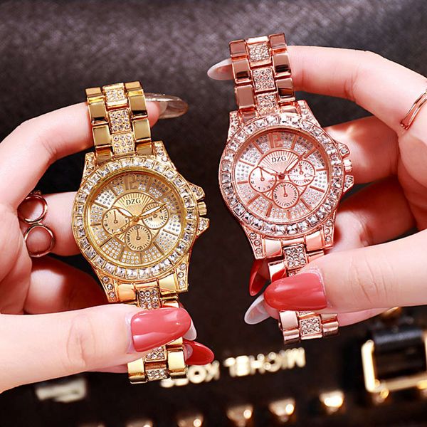 

band men's man tianxing steel diamond watch high grade fashion fake three eye six needle diamond alloy watch bim6, Slivery;brown