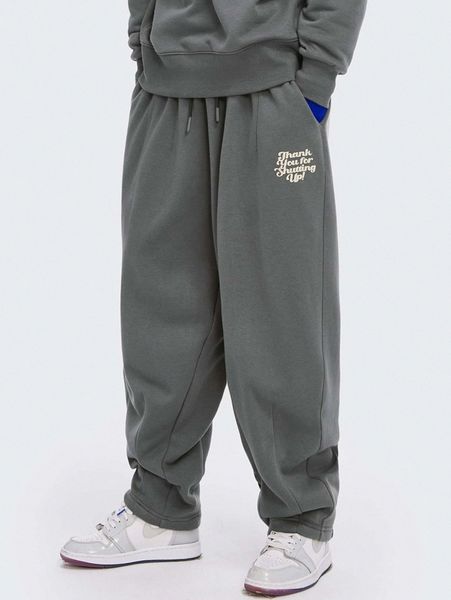 

men slogan graphic patch pocket sweatpants n6nb#, Black