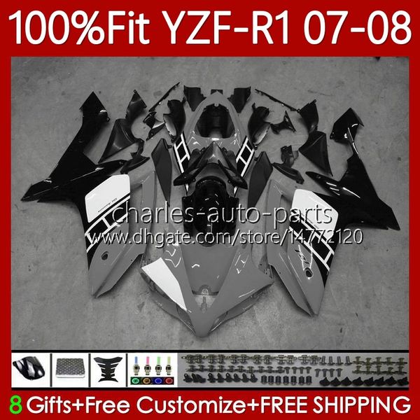 Spritzgussform 100% Fit für Yamaha Grey Black Body YZF1000 YZF-R1 YZF R1 1000cc 2007-2008 Körperarbeit 91NO.124 YZF R 1 1000 CC 2007 2008 YZF-1000 YZFR1 07 08 OEM Fairing Kit