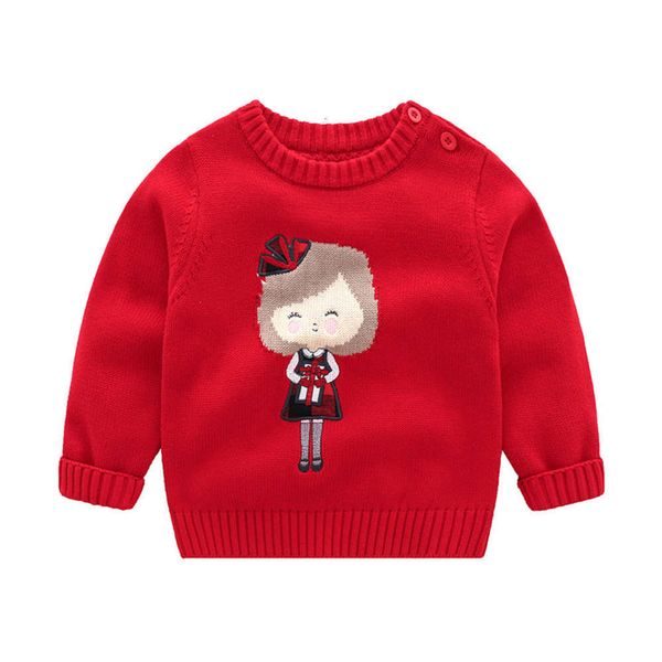 

and winter new children's cotton autumn versatile little embroidery girl cute pullover sweater, Blue