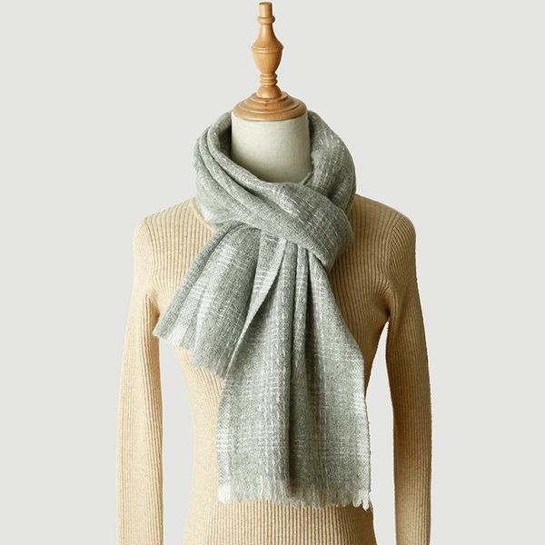

scarves 100% wool scarf women plaid pure color long fashion lady light keep warm autumn winter shaw, Blue;gray
