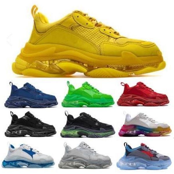 

s роскошный 2020 кроссовки мужская мода triple designer trainers clear sole neon yellow des chaussures женщин triple-s walker shoots