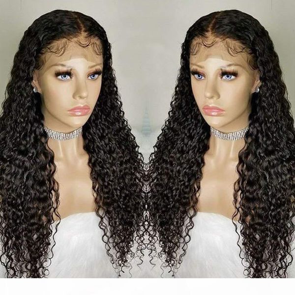 

360 lace frontal wig malaysian virgin hair 360 full lace wig pre plucked with baby hair bleached knots water wave wigs, Black;brown