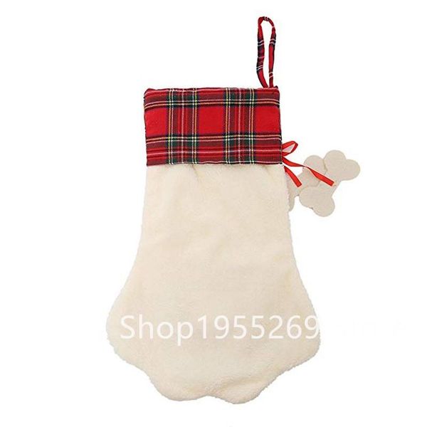 

christmas stockings bags 2018 burlap christmas stockings wholesale 30pcs/lot pet dog plaid paw stocking gift christmas socks bbysjl sweet07