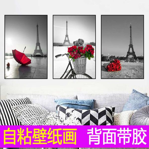 

modern simple living sofa background wall stickers bedroom dining room murals self adhive paper triple paintings nordic wallpaper