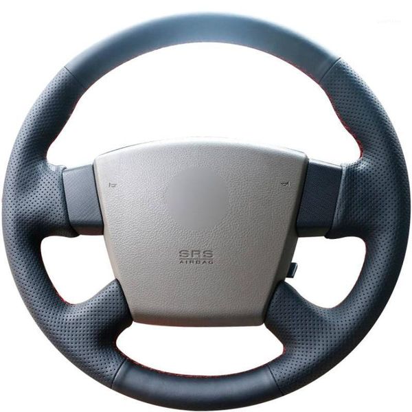 

black genuine leather car steering wheel cover for teana 2003-2008 old teana samsung sm51