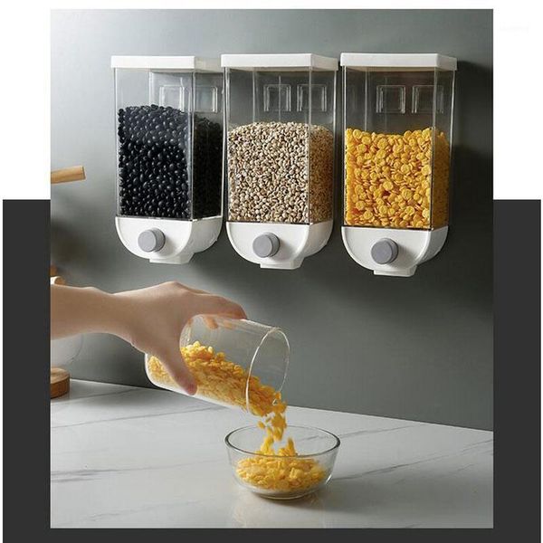

wall mounted press cereals dispenser grain storage box dry container organizer kitchen accessories tools 1000/1500ml1