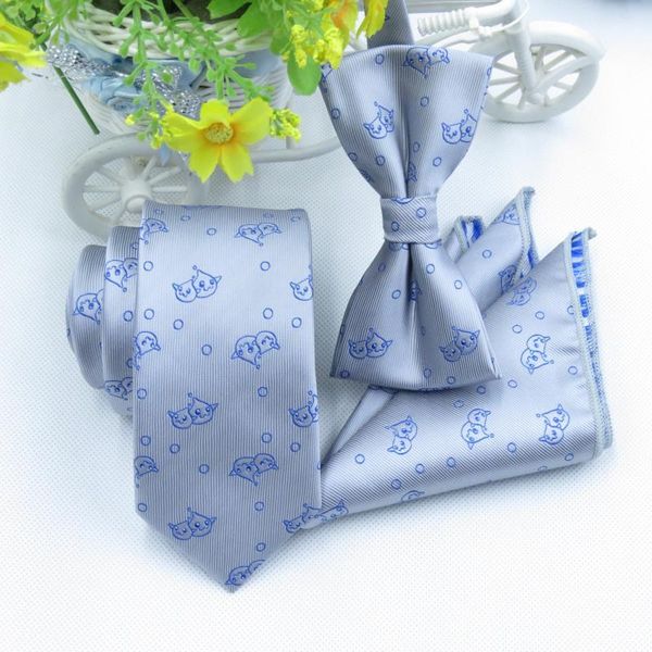 

men tie narrow style grey necktie blue water bubble pattern matching pocket square 6cm ties fashion male tie and leisure bowtie1, Blue;purple