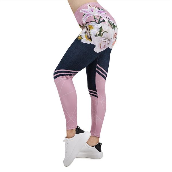 

женщины legging весна в цвету 3d печати легинсы тонкий высокой эластичностью legins популярные фитнес леггинсы женские брюки, Black