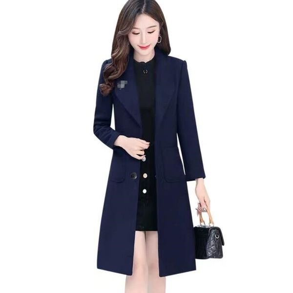 

plus size jacket jackets new 2021 winter woolen coat women clothes long slim thickening warm women's coats red, Black