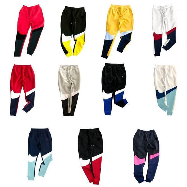 

men's pants 2021 sports running training cotton youth vitality trousers stitching contrast color trendy zipper trousers1, Black