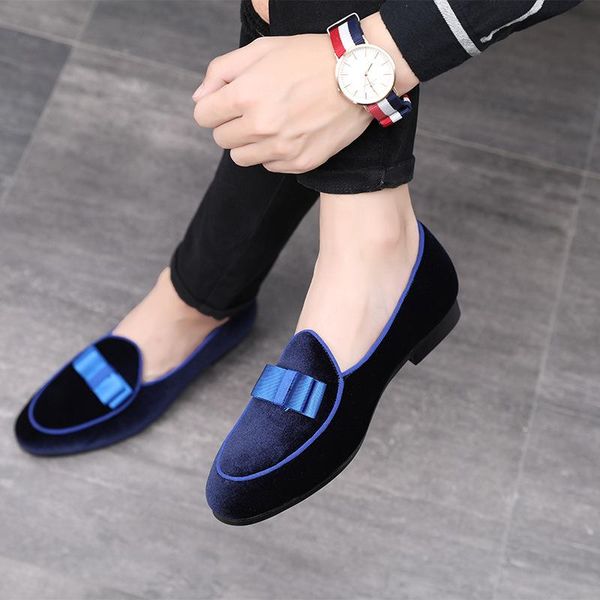 

fashion leisure men's formal dress shoes flock solid spring autumm business oxfords slip-on pointed toe elegant wedding shoes, Black