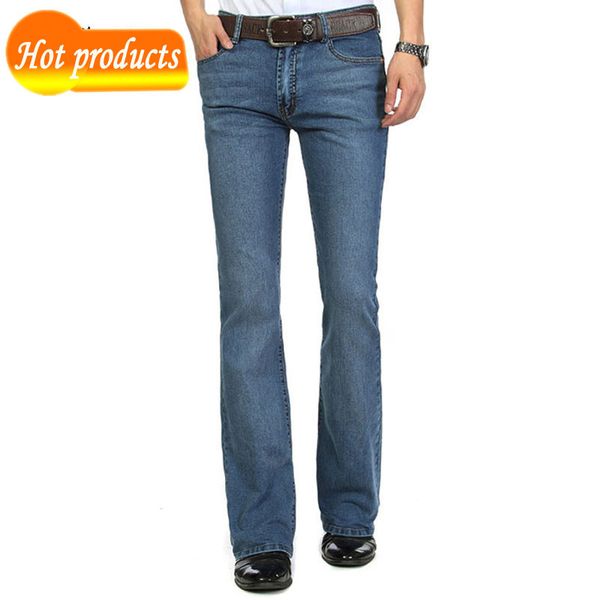 

male 2020 light elastic denim flare brim pants bigger than 26-36 38 40 bu3h, Blue