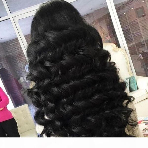 

wholesale loose wave 360 lace front human hair wig with baby hair brazilian loose 150% density lace frontal hair wigs for black women, Black;brown