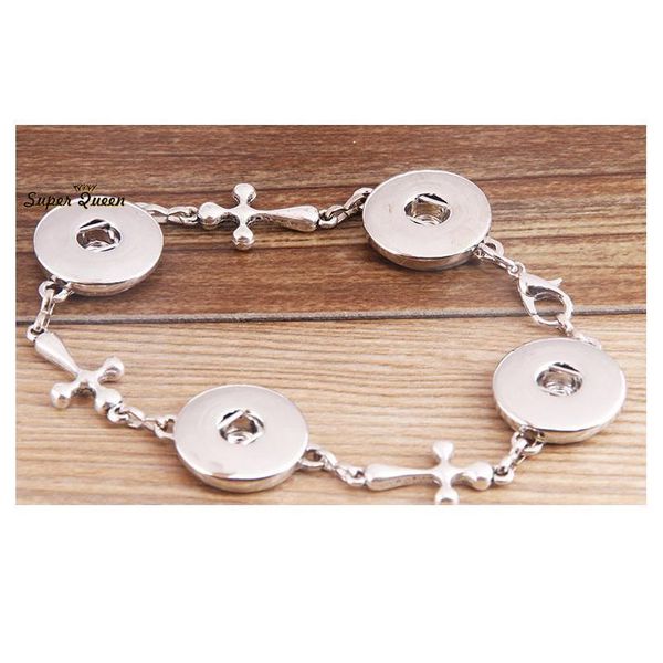 

wholesale snap bracelet&bangles alloy cross bracelet fit 18mm charm button snaps jewe jllict, Golden;silver