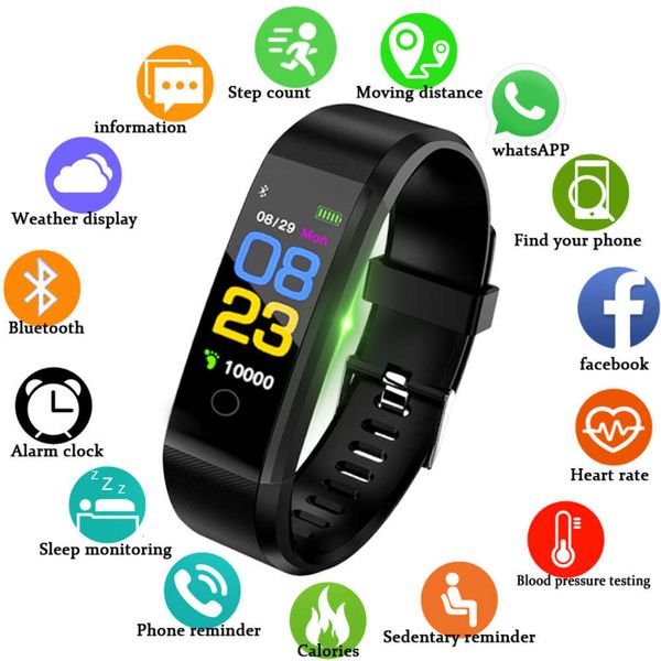 

smart wristband id115 plus, sports watch heart rate and blood prsure c