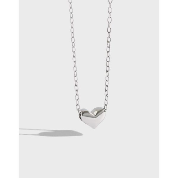 

ypay 100% real 925 sterling silver mirror polish heart pendant necklace long link chain vintage wedding jewelry for women ymn033 q0531
