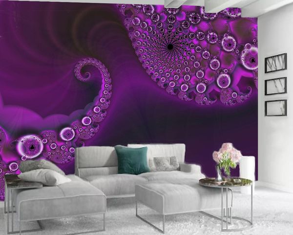 

3d p wallpaper mural 3d wallpaper bedroom dreamy purple colorful circle hd digital printing moisture-proof 3d wallpaper