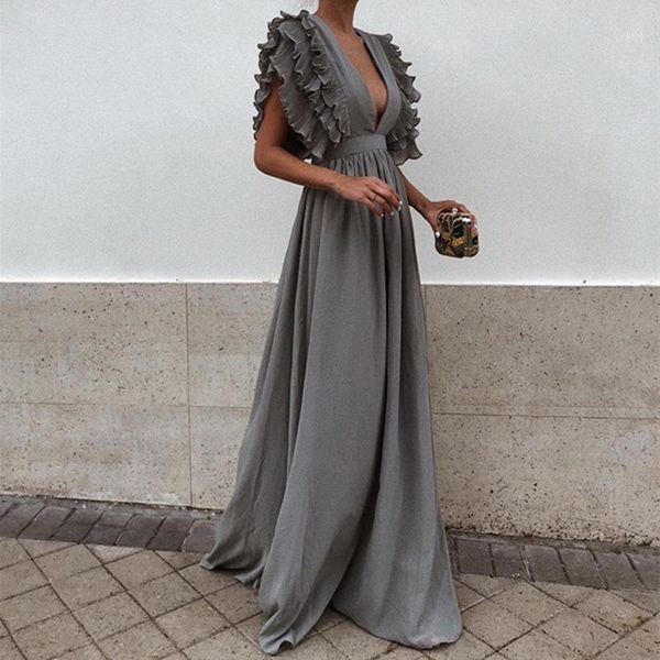 

2018 new summer women new arrival v neck short sleeves maxi dress backless solid color dress six colors1, White;black