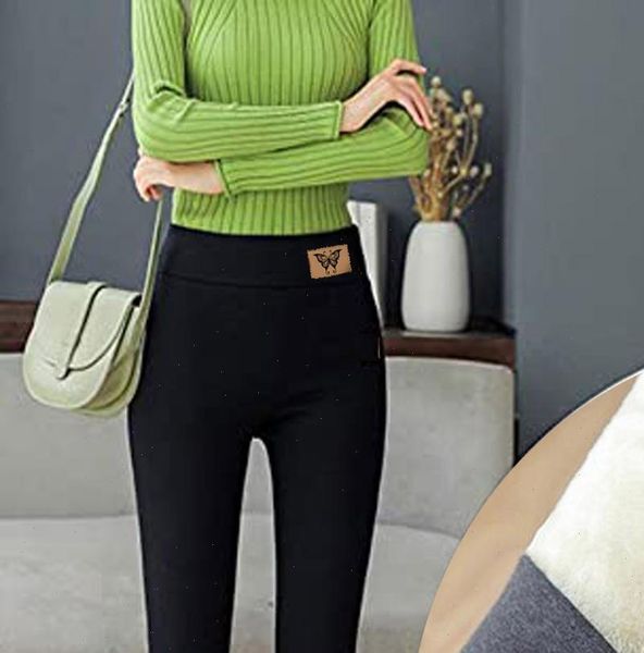 

winter warm leggings women casual high waist cold resistant keep elastic fleece solid color long pants 2020, Black