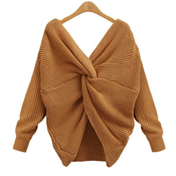 

female designer clothing new women's sweater v-neck solid color clothing designer sweater women's autumn winter coat women's, Black