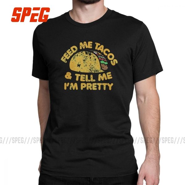 

man's retro feed me tacos and tell me i'm pretty crazy round collar short sleeve tees vintage sport hooded sweatshirt hoodie t sh
