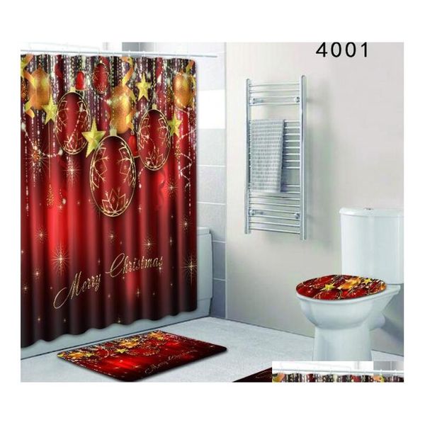 

christmas shower curtain set with mat seat cover polyester waterproof bath curtain non sqcvuk bbgargden