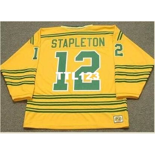 740S #12 Pat Stapleton Chicago Cougars 1973 WHA Retro Away Hockey Jersey ou personalizado qualquer nome ou número Retro Jersey