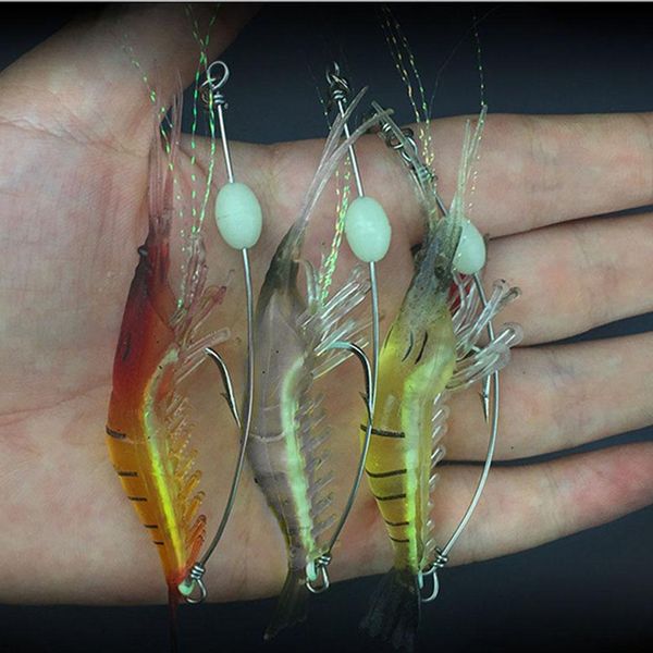 

1pcs shrimp soft lure 9cm/6g fishing artificial bait with glow hook swivels anzois pesca sharper rigs fishing lure wmtlag yyysports