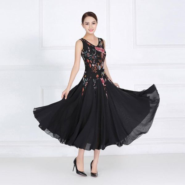 

women floral flamenco waltz tango dance ballroom competition dresses waltz foxtrot standard ballroom dress patterns1, Black;red