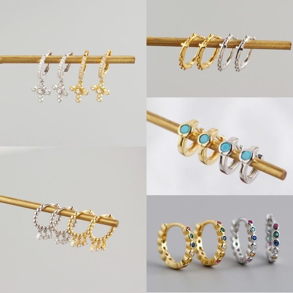 

2020 women trendy minimalist bling 925 sterling silver hoop earrings for lovers' engagement party charm small earring jewelry, Black