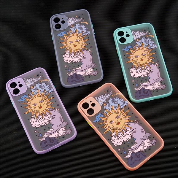 

jamular funny sun moon face shockproof phone case for iphone 11 pro 12 7 xs max x xr se20 8 plus soft tpu matte candy back cover