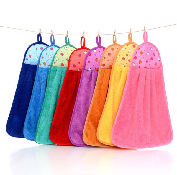 

coral fleece hand towel kitchen bathroom hanging type absorbent dish towel