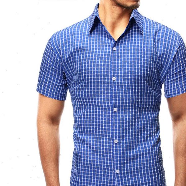 

shirts simple polyester square collar summer men shirts slim fit short sleeve man printing shirts dropshipping 7228, White;black